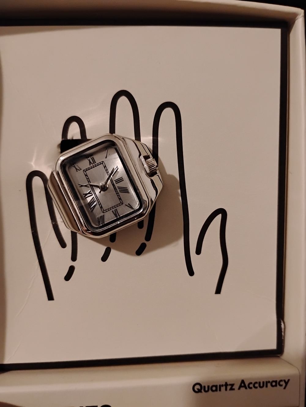 NWT Ring Watch Women's Silvertone Square Case
